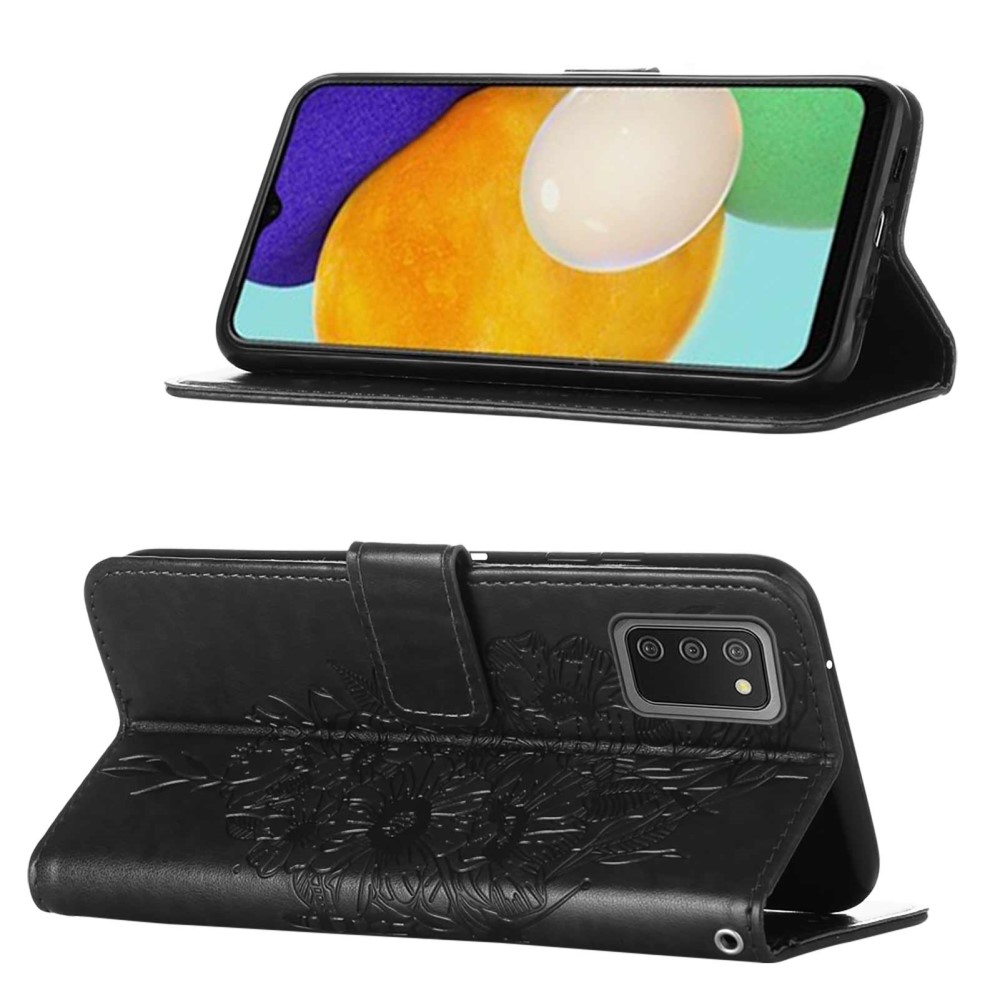  Samsung Galaxy A03s Fodral Tryckt Butterfly Svart
