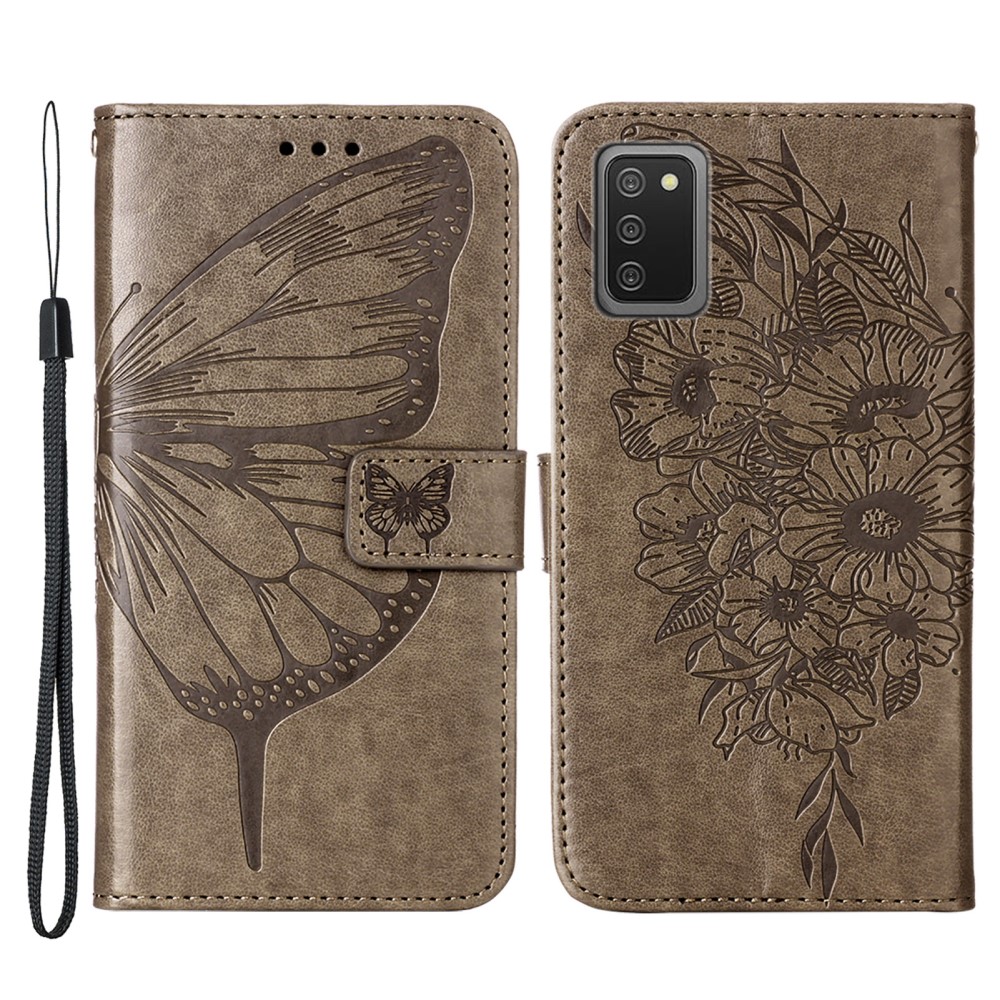  Samsung Galaxy A03s Fodral Tryckt Butterfly Grå