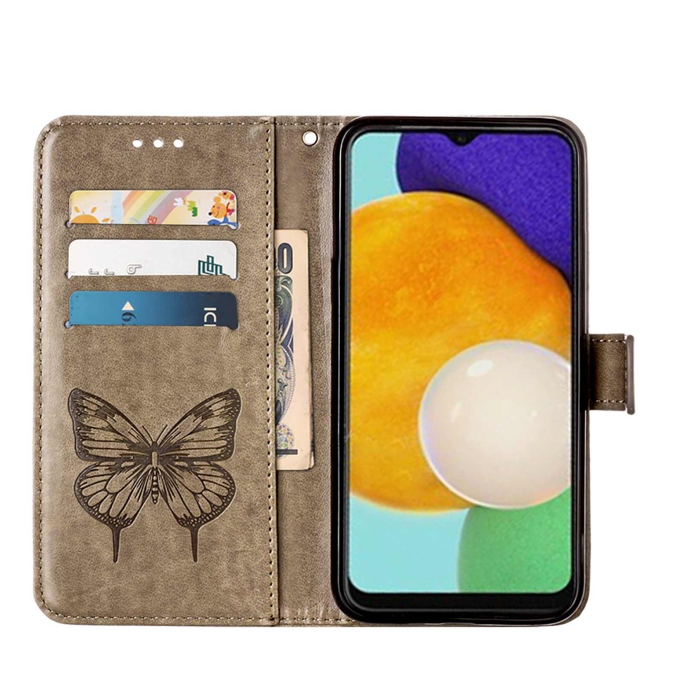 Samsung Galaxy A03s Fodral Tryckt Butterfly Grå