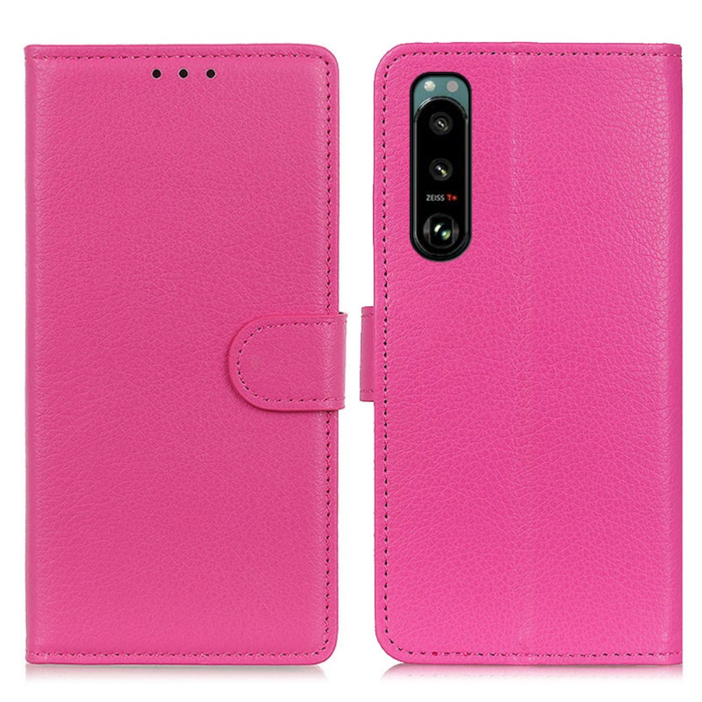  Sony Xperia 5 III Fodral Litchi Textur Rosa