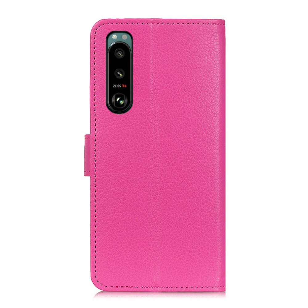  Sony Xperia 5 III Fodral Litchi Textur Rosa