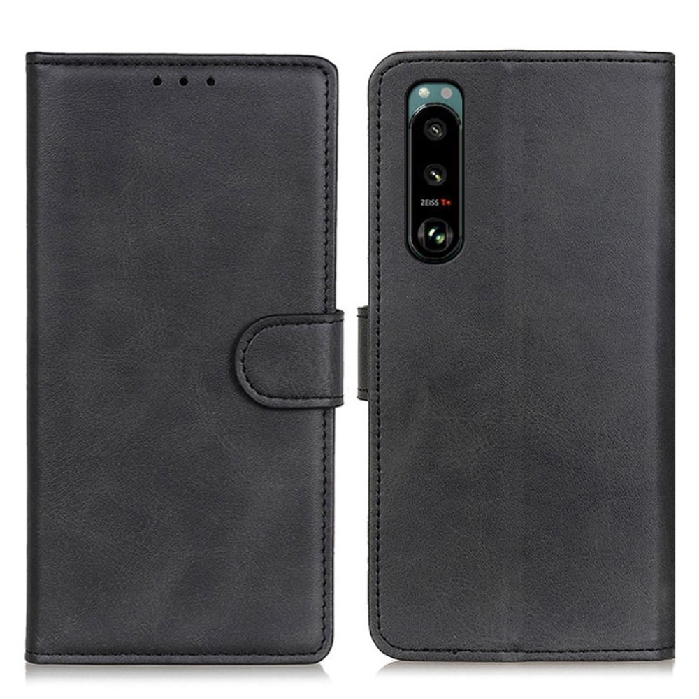  Sony Xperia 5 III Fodral Solid Läder Svart