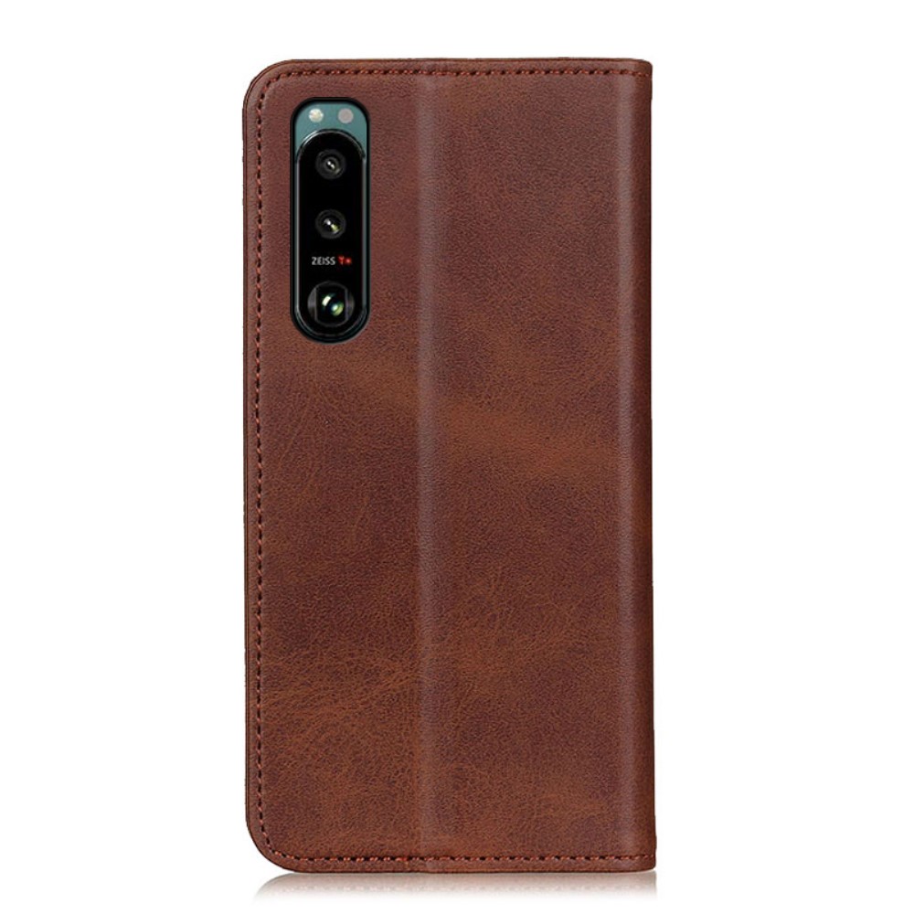  Sony Xperia 5 III Flip Fodral Split Läder Brun