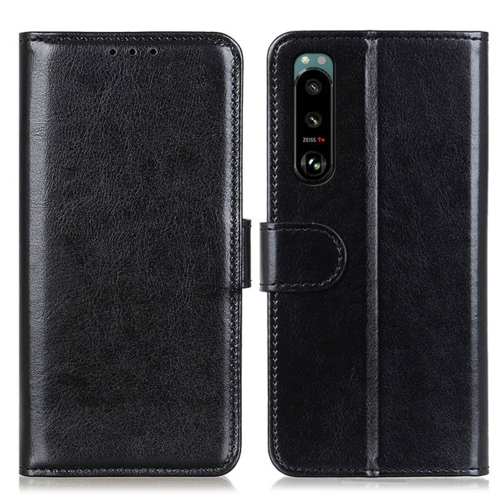  Sony Xperia 5 III Fodral Crazy Horse Läder Svart
