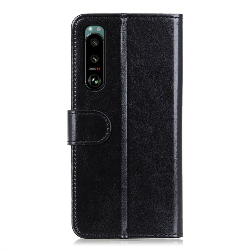  Sony Xperia 5 III Fodral Crazy Horse Läder Svart