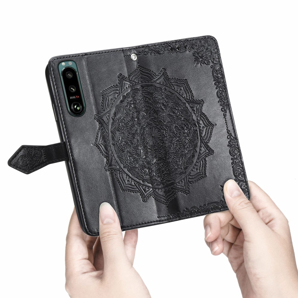  Sony Xperia 5 III Fodral Läder Mandala Flower Svart
