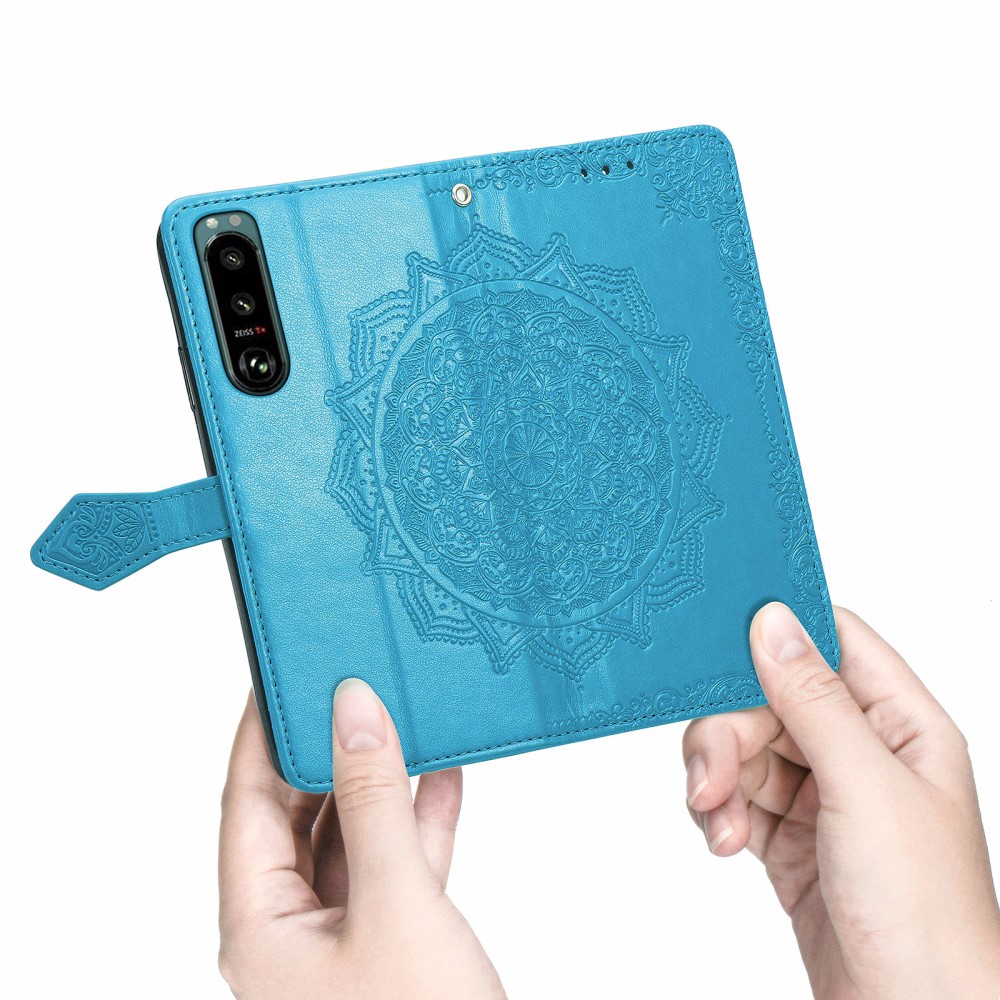  Sony Xperia 5 III Fodral Läder Mandala Flower Blå