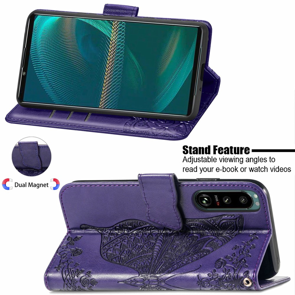  Sony Xperia 5 III Fodral Tryckt Butterfly Lila
