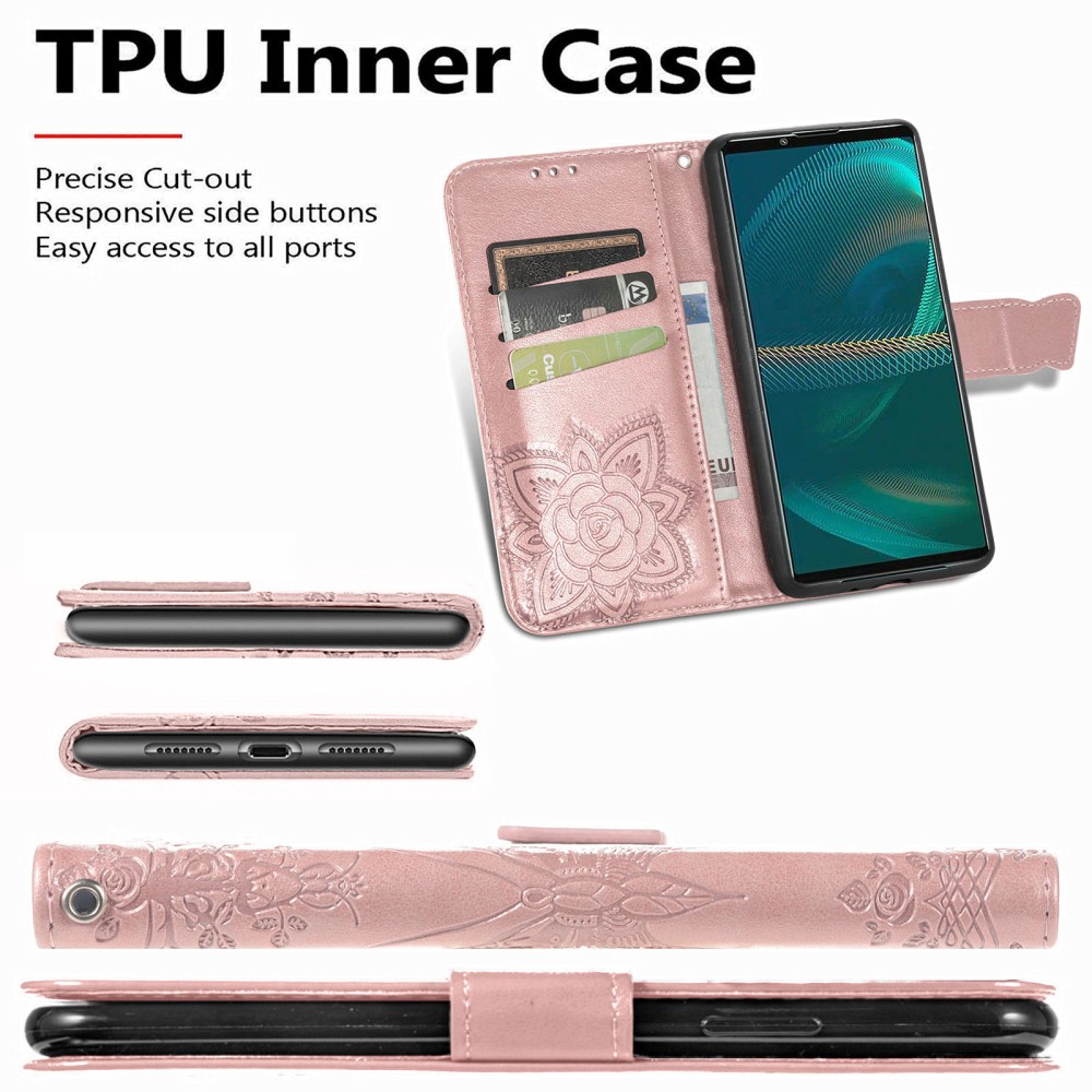  Sony Xperia 5 III Fodral Tryckt Butterfly Roséguld