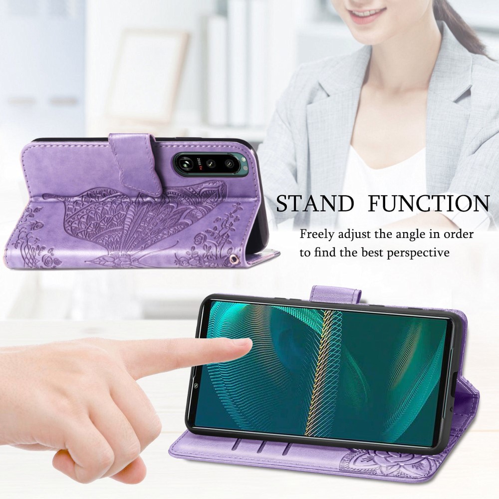  Sony Xperia 5 III Fodral Tryckt Butterfly Lila