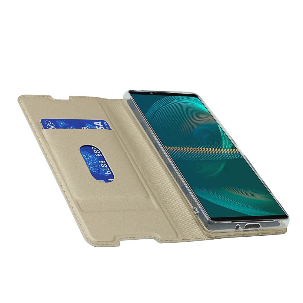  Sony Xperia 5 III Fodral Skin Touch Läder Guld