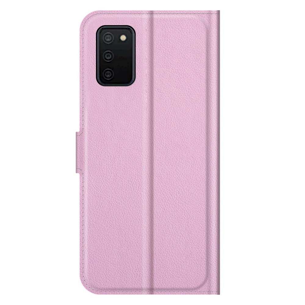  Samsung Galaxy A03s Fodral Litchi Läder Ljus Rosa