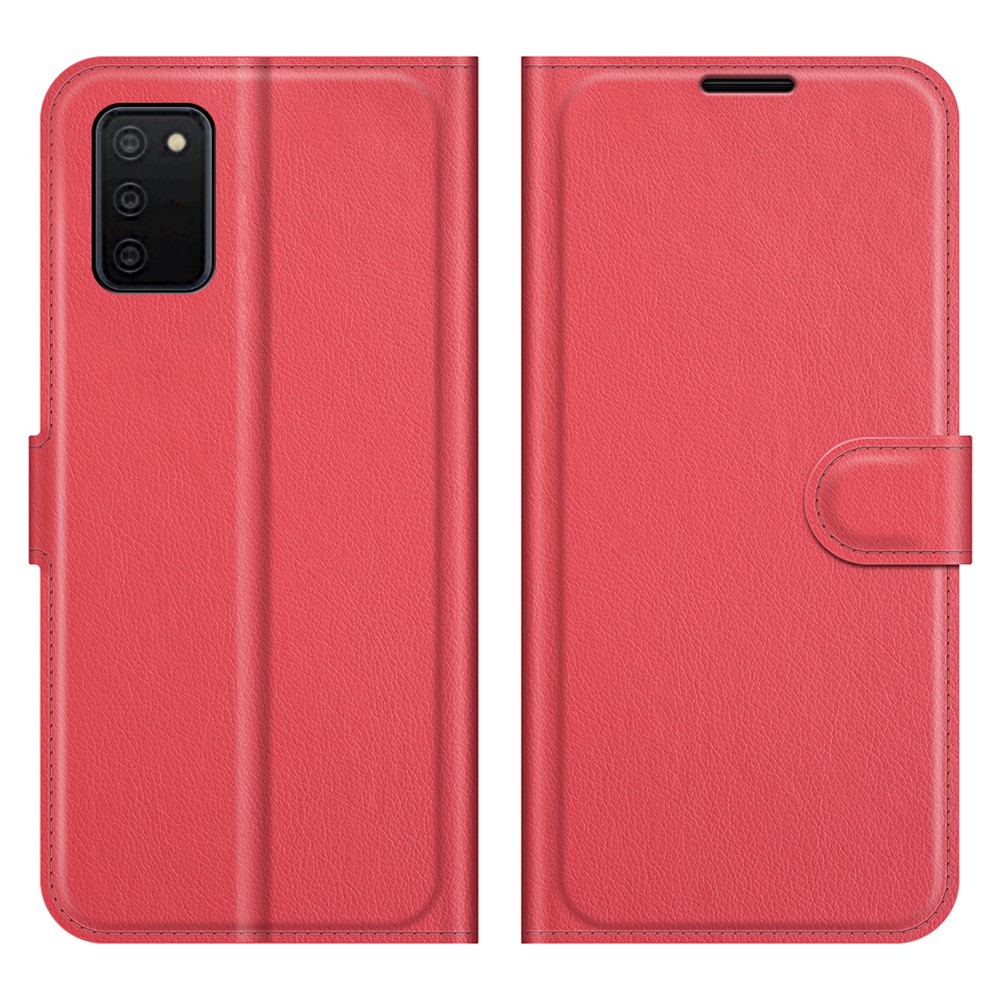  Samsung Galaxy A03s Fodral Litchi Läder Röd