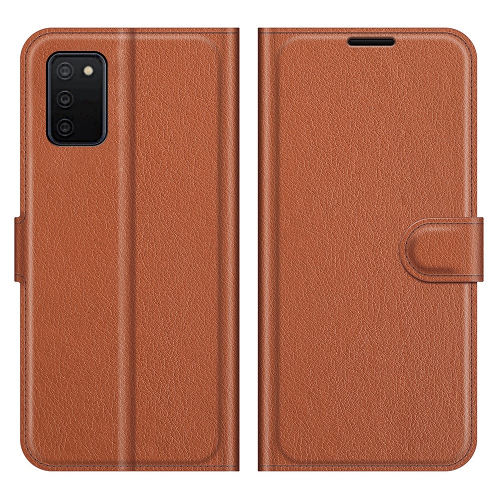  Samsung Galaxy A03s Fodral Litchi Läder Brun