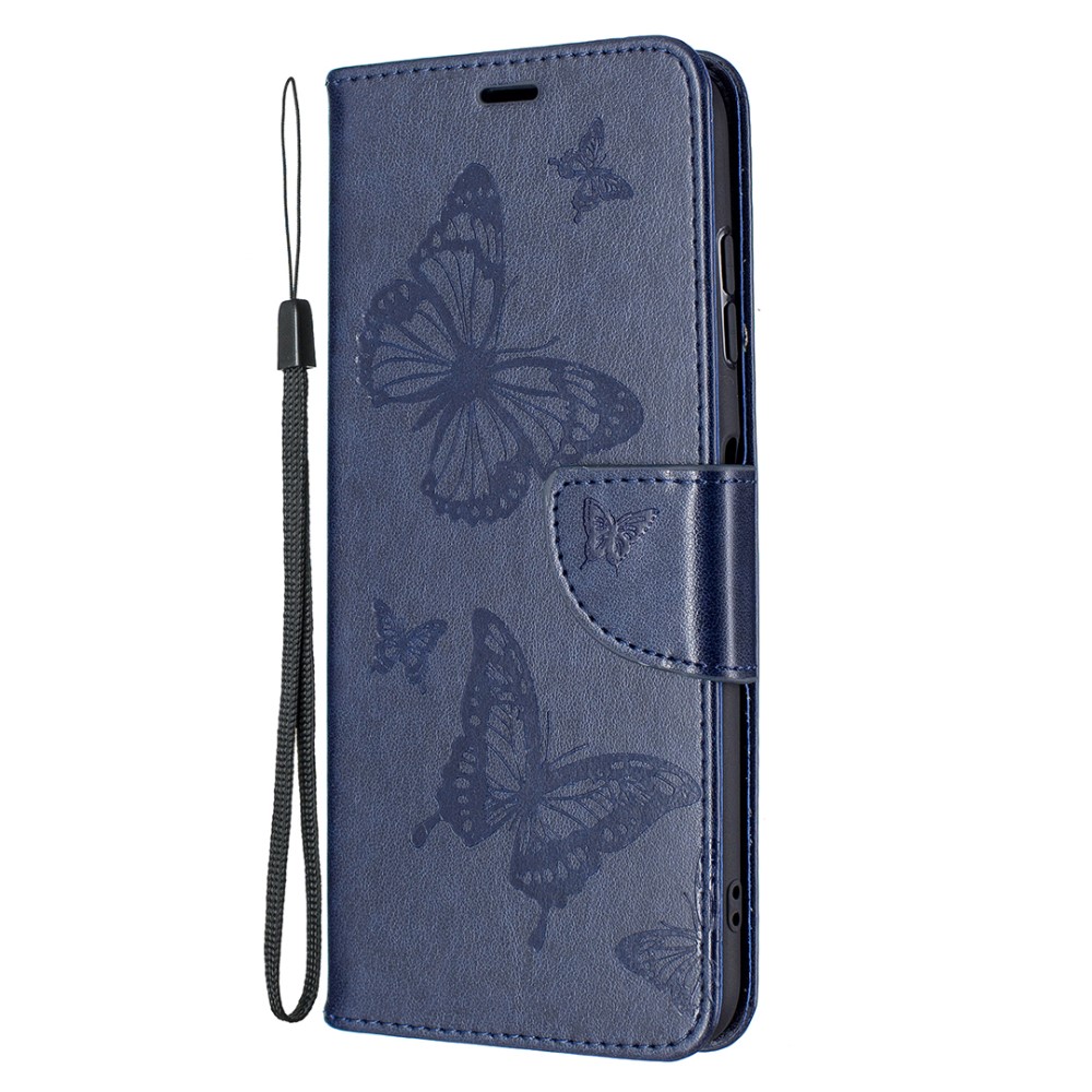 Nokia G10 / G20 Fodral Tryckt Butterfly Läder Mörk Blå