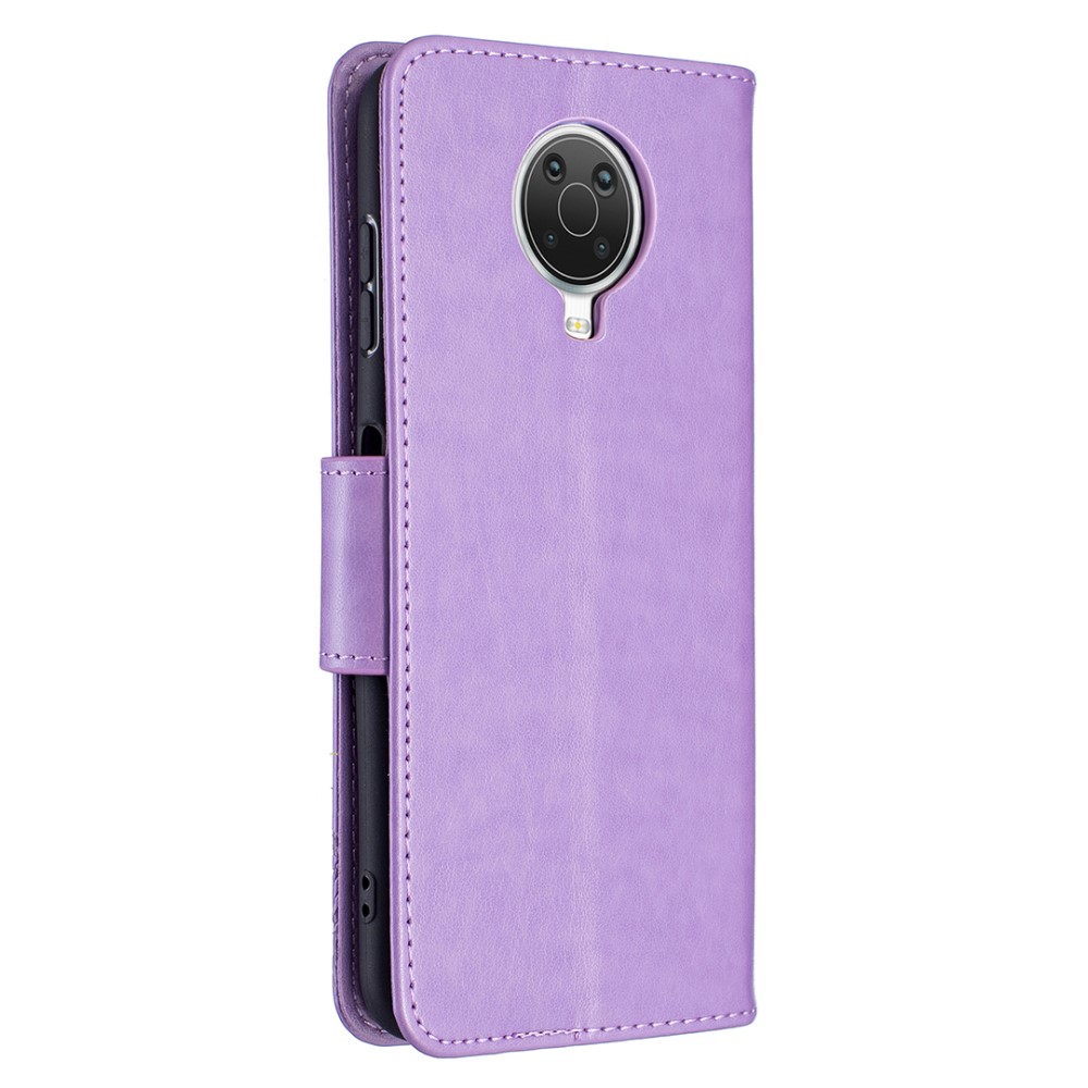  Nokia G10 / G20 Fodral Tryckt Butterfly Läder Lila