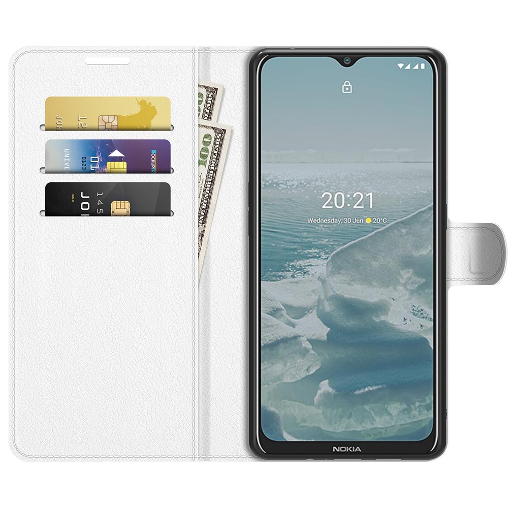  Nokia G10 / G20 Fodral Litchi Läder Vit