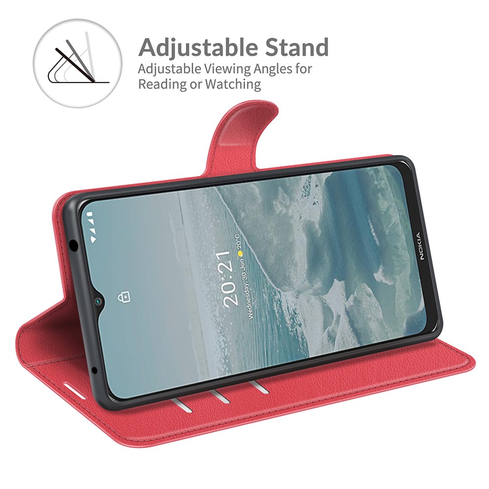  Nokia G10 / G20 Fodral Litchi Läder Röd