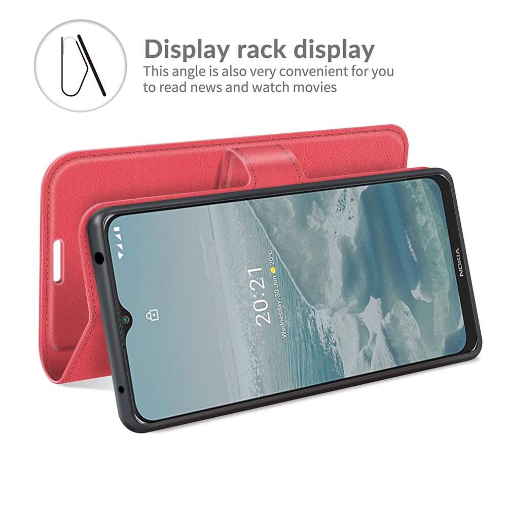  Nokia G10 / G20 Fodral Litchi Läder Röd