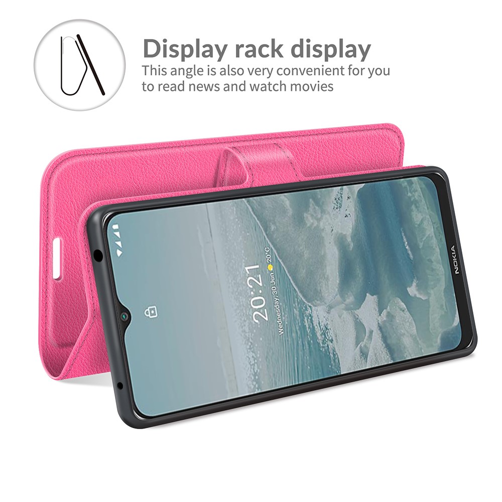  Nokia G10 / G20 Fodral Litchi Läder Rosa