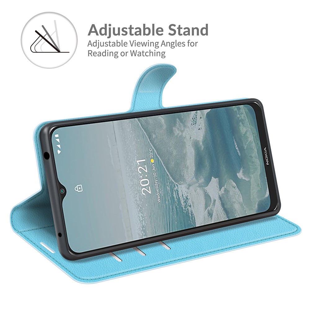  Nokia G10 / G20 Fodral Litchi Läder Ljus Blå