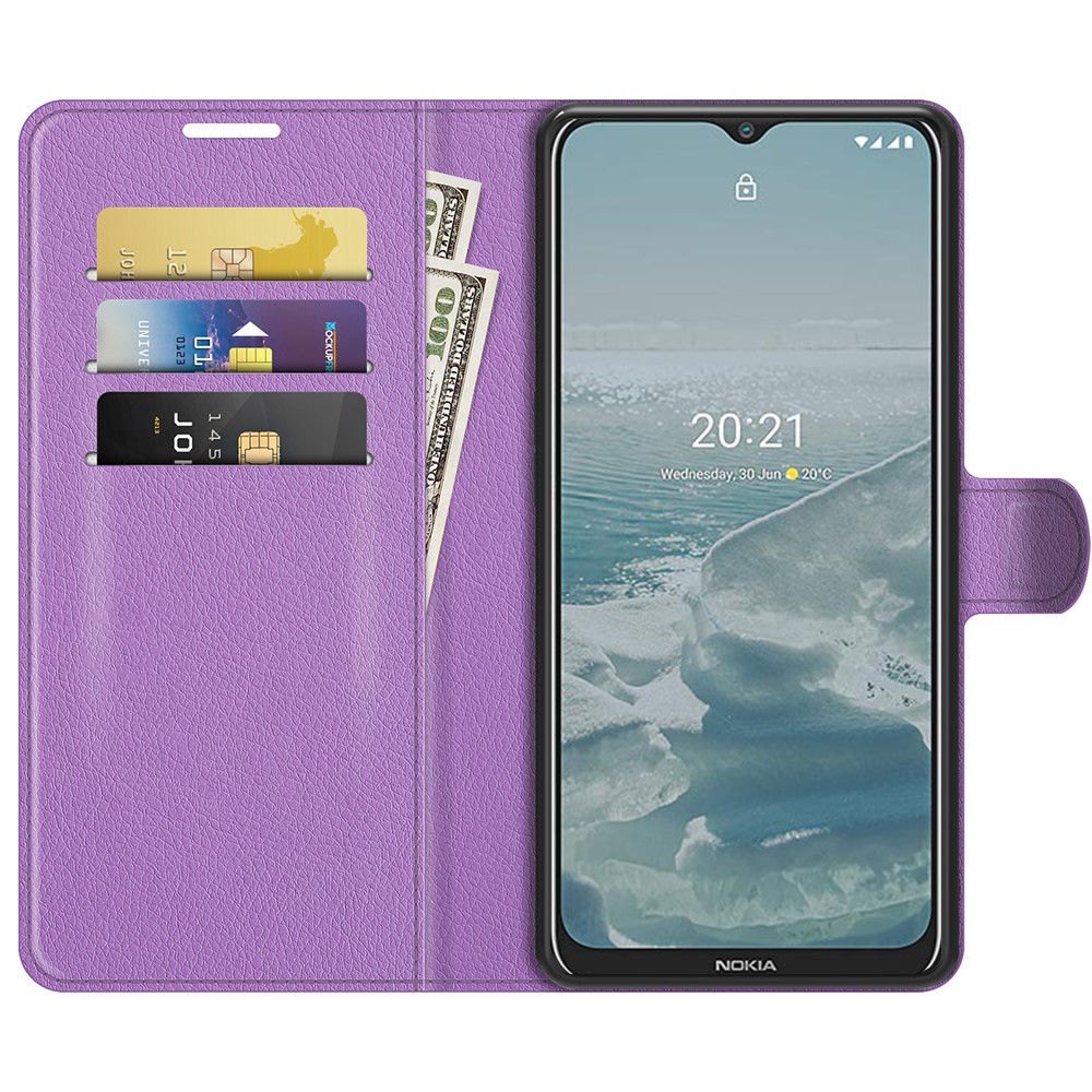  Nokia G10 / G20 Fodral Litchi Läder Lila