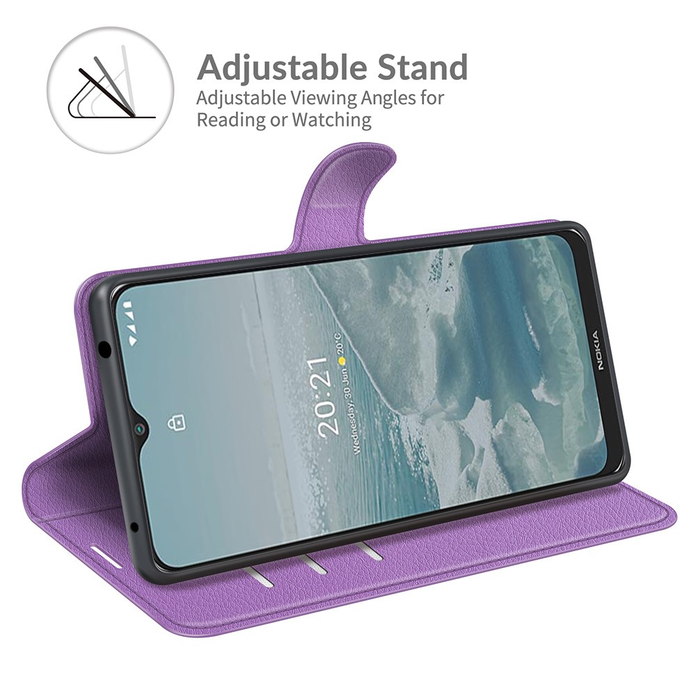  Nokia G10 / G20 Fodral Litchi Läder Lila