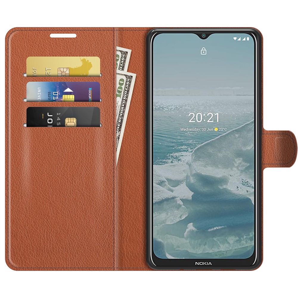  Nokia G10 / G20 Fodral Litchi Läder Brun