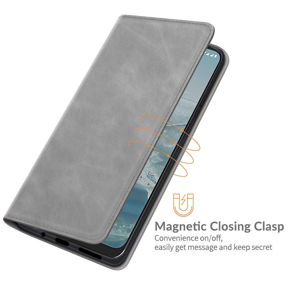  Nokia G10 / G20 Fodral Skin Touch Läder Grå