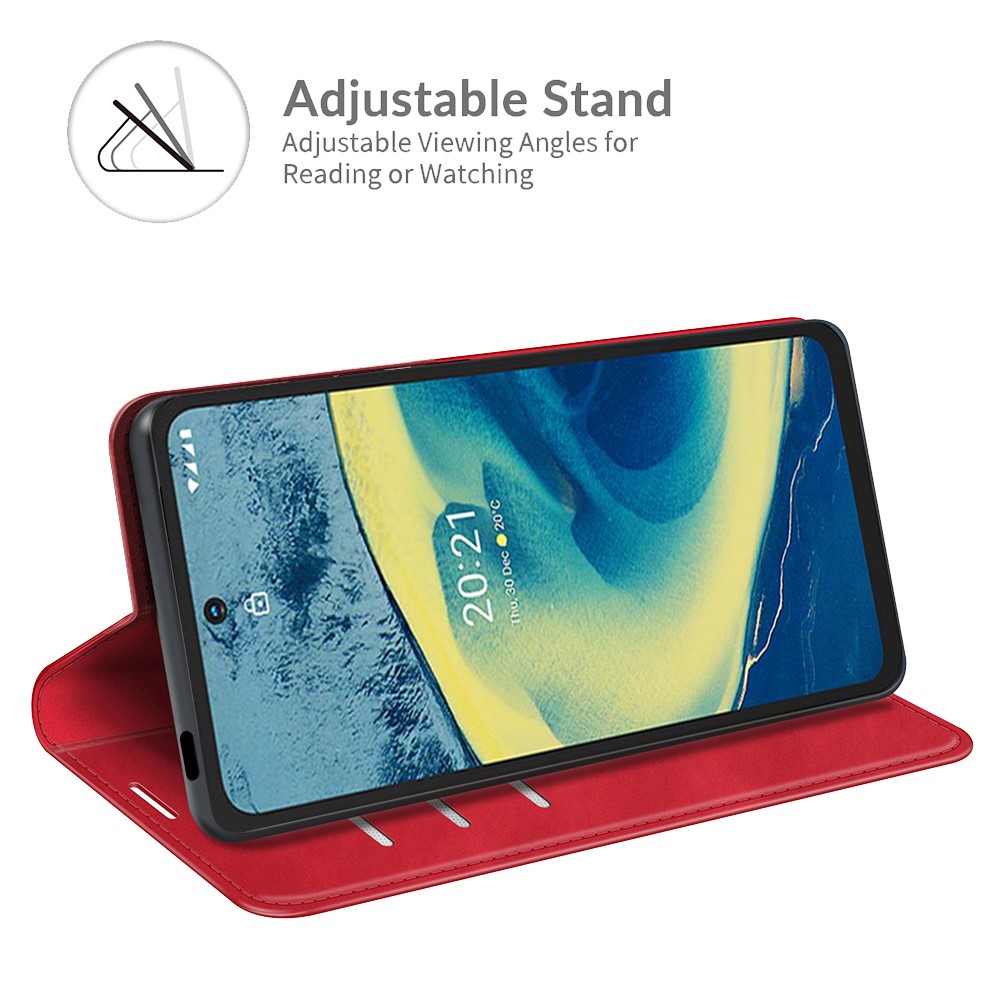  Nokia XR20 Fodral Skin Touch Flip Läder Röd