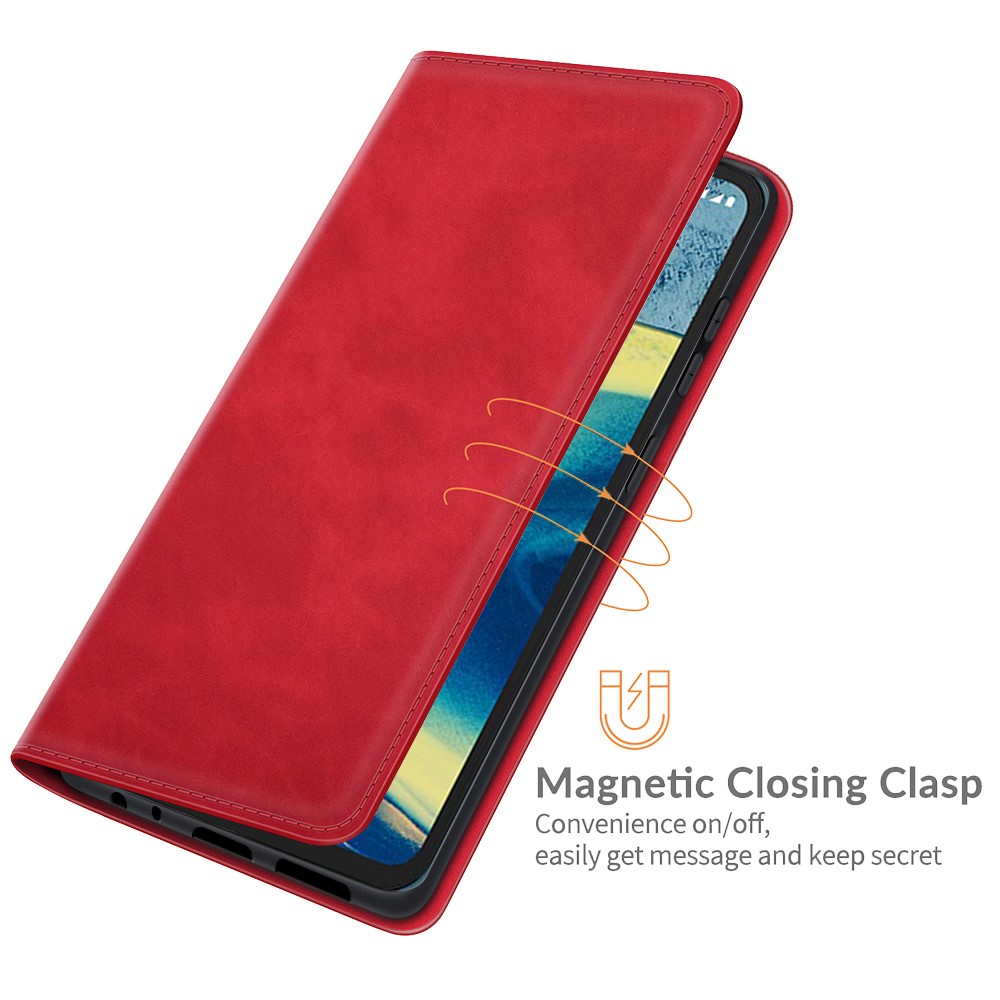  Nokia XR20 Fodral Skin Touch Flip Läder Röd
