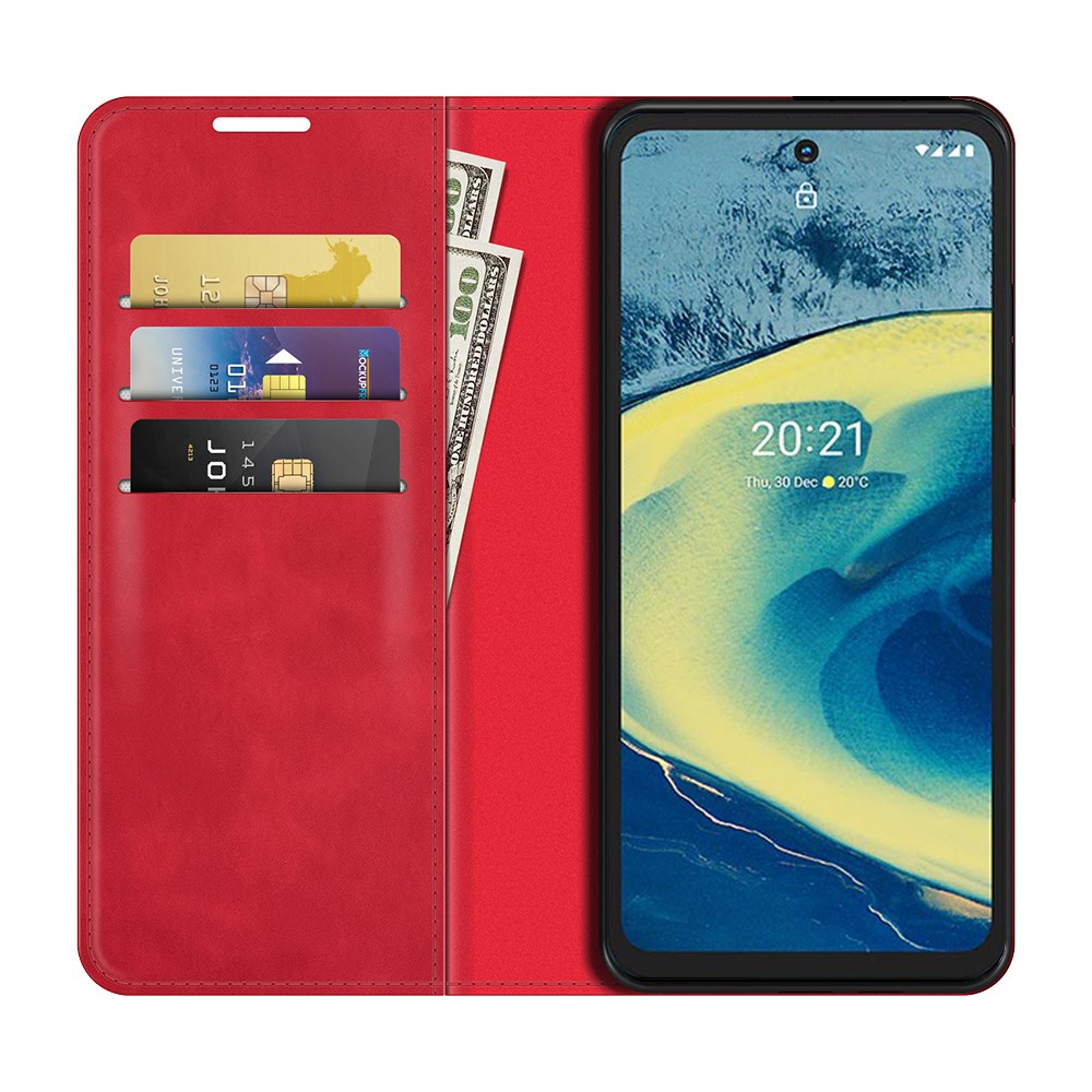  Nokia XR20 Fodral Skin Touch Flip Läder Röd