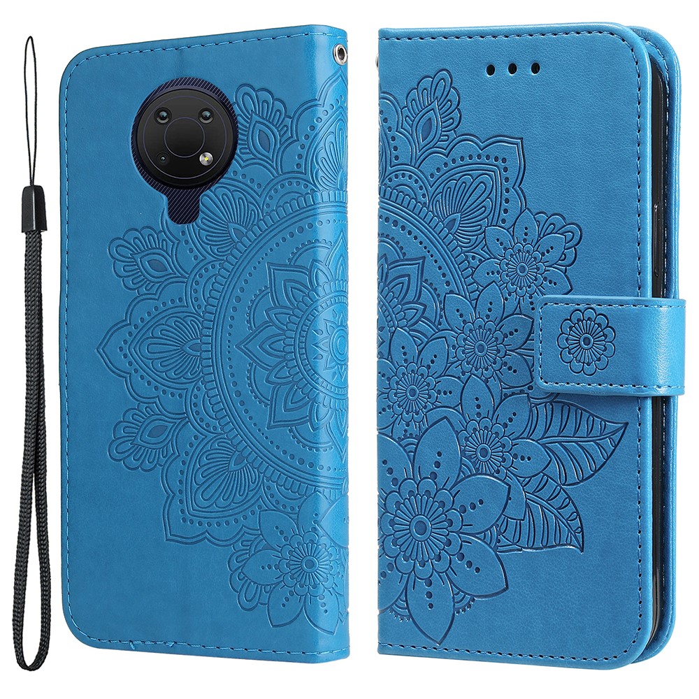  Nokia G10 / G20 Fodral Mandala Läder Blå