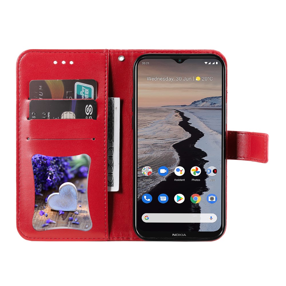  Nokia G10 / G20 Fodral Mandala Läder Röd