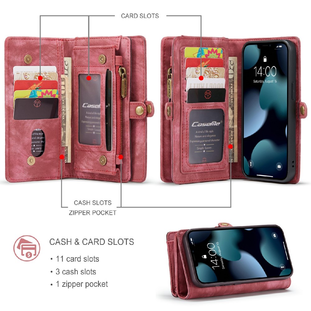 CASEME CASEME iPhone 13 Fodral/Skal Magnet 2in1 Multifunktionell Röd