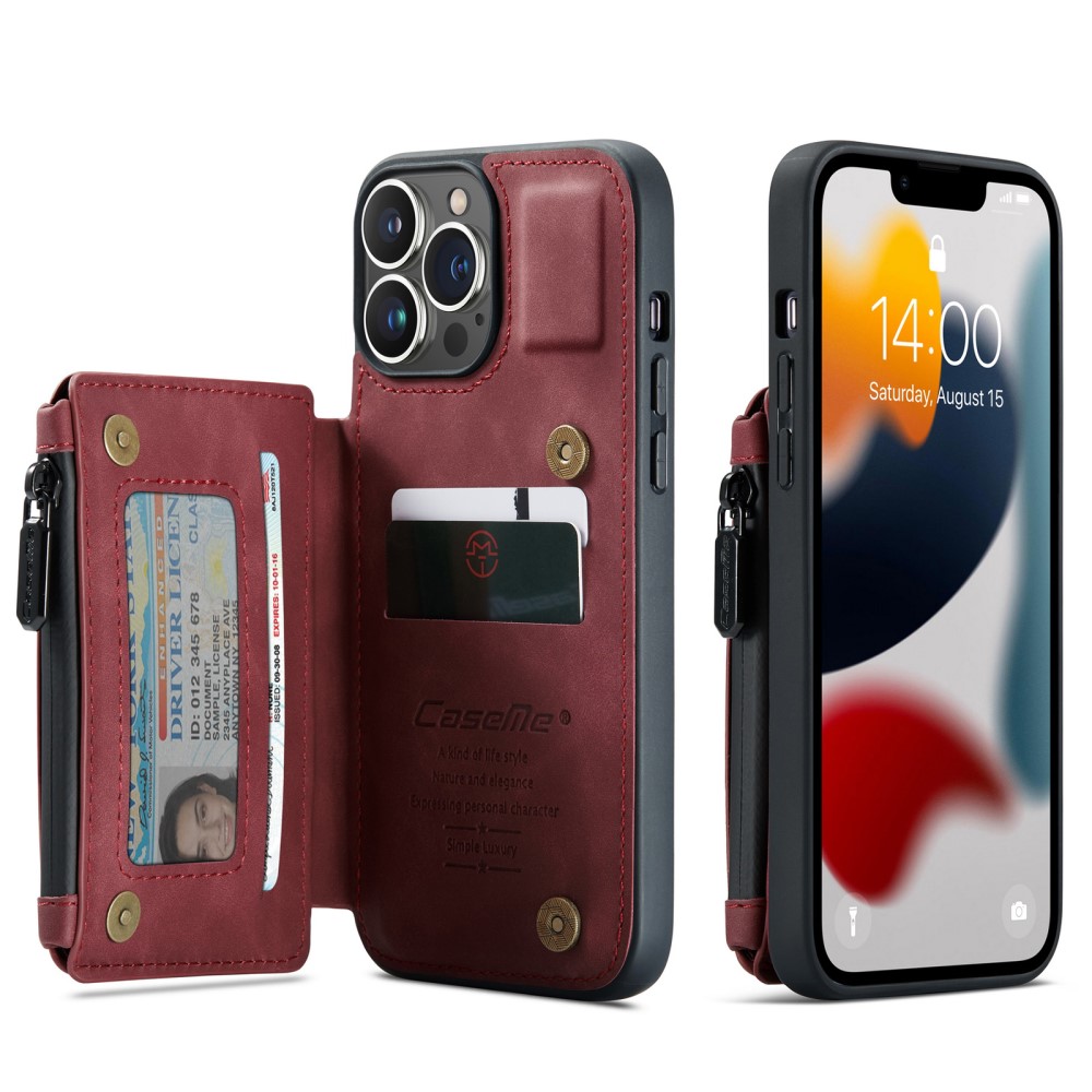 CASEME CASEME iPhone 13 Pro Max Skal Med Magnetisk Plånbok Röd