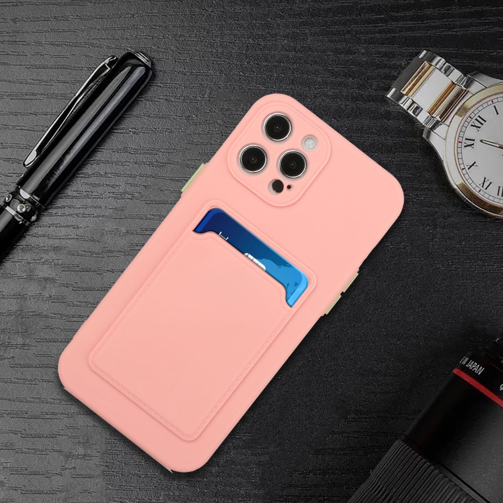  iPhone 13 Pro Skal Med Kortfack Ljus Rosa