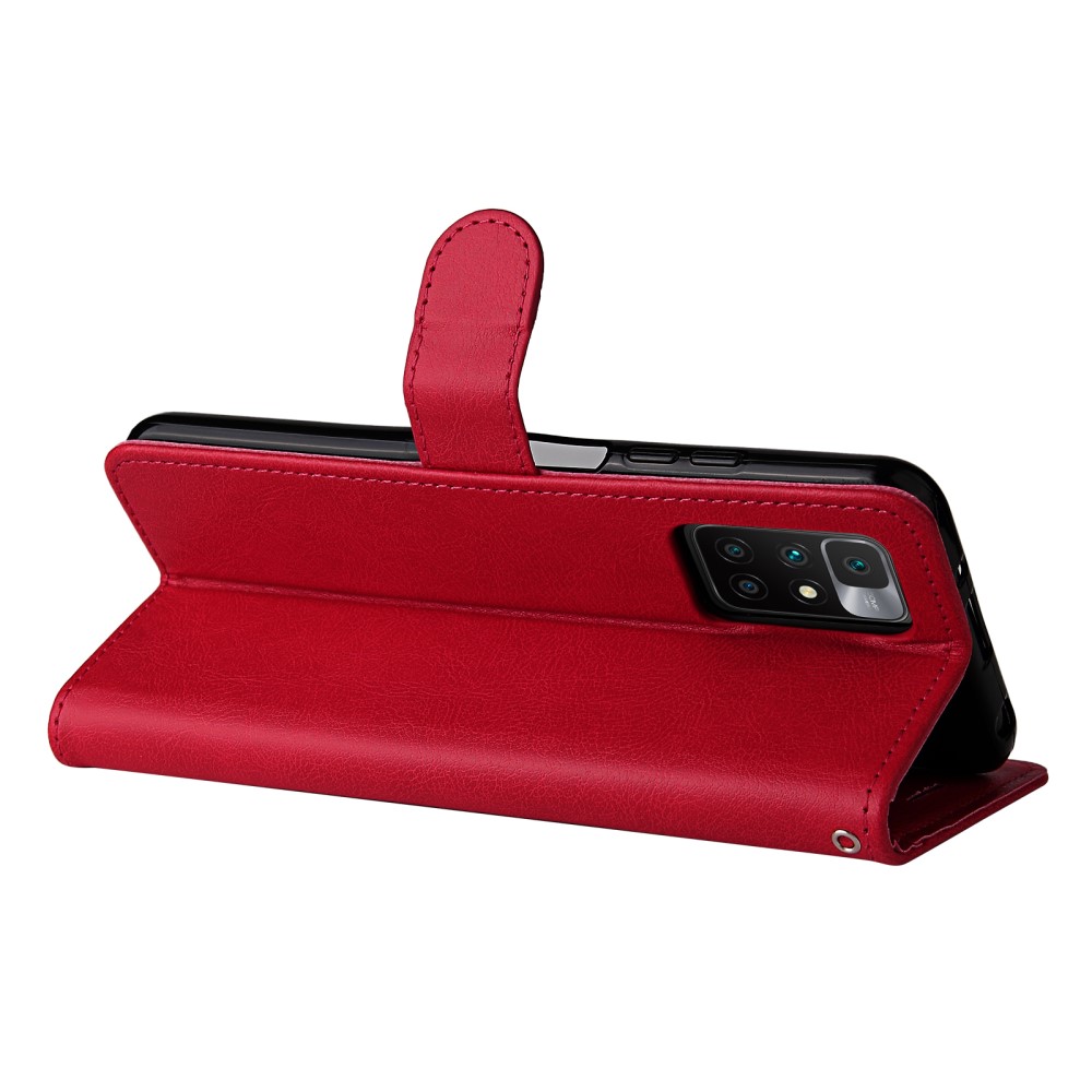  Xiaomi Redmi 10 Fodral Solid Läder Röd