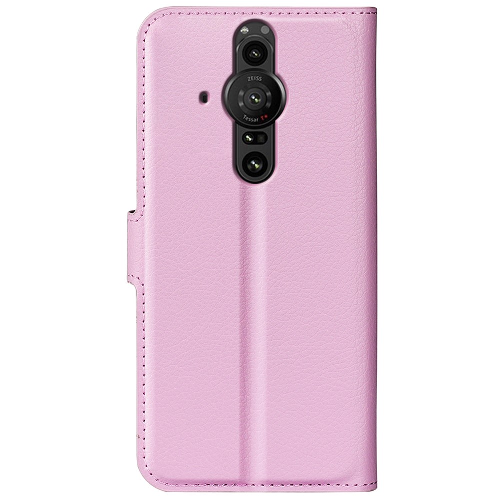  Sony Xperia Pro-I Fodral Litchi Textur Ljus Rosa