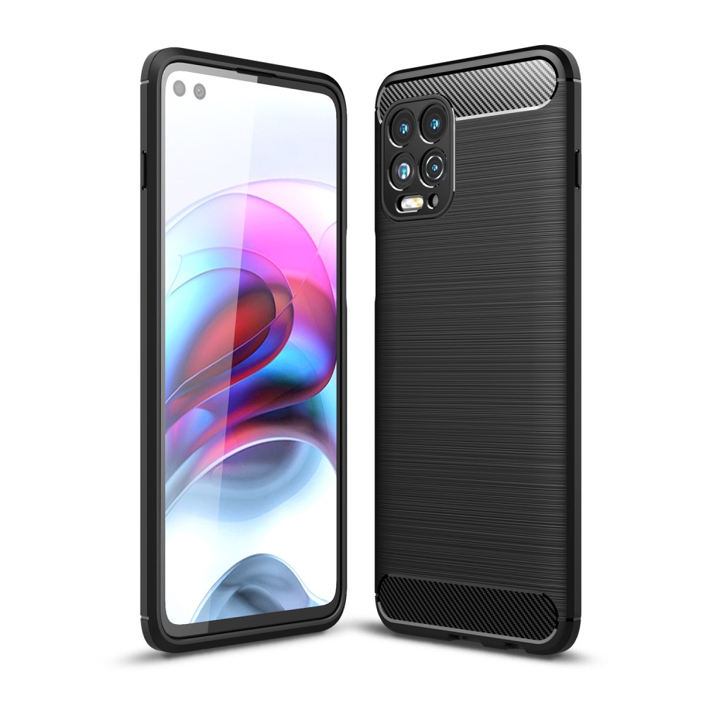  Motorola Moto G100 Skal Borstad Stål- Och Kolfiber Textur Svart