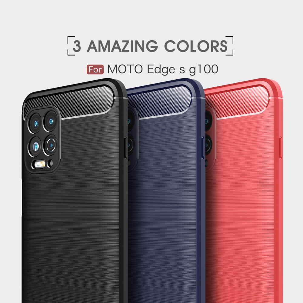  Motorola Moto G100 Skal Borstad Stål- Och Kolfiber Textur Svart