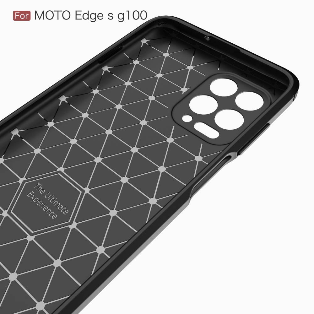  Motorola Moto G100 Skal Borstad Stål- Och Kolfiber Textur Blå