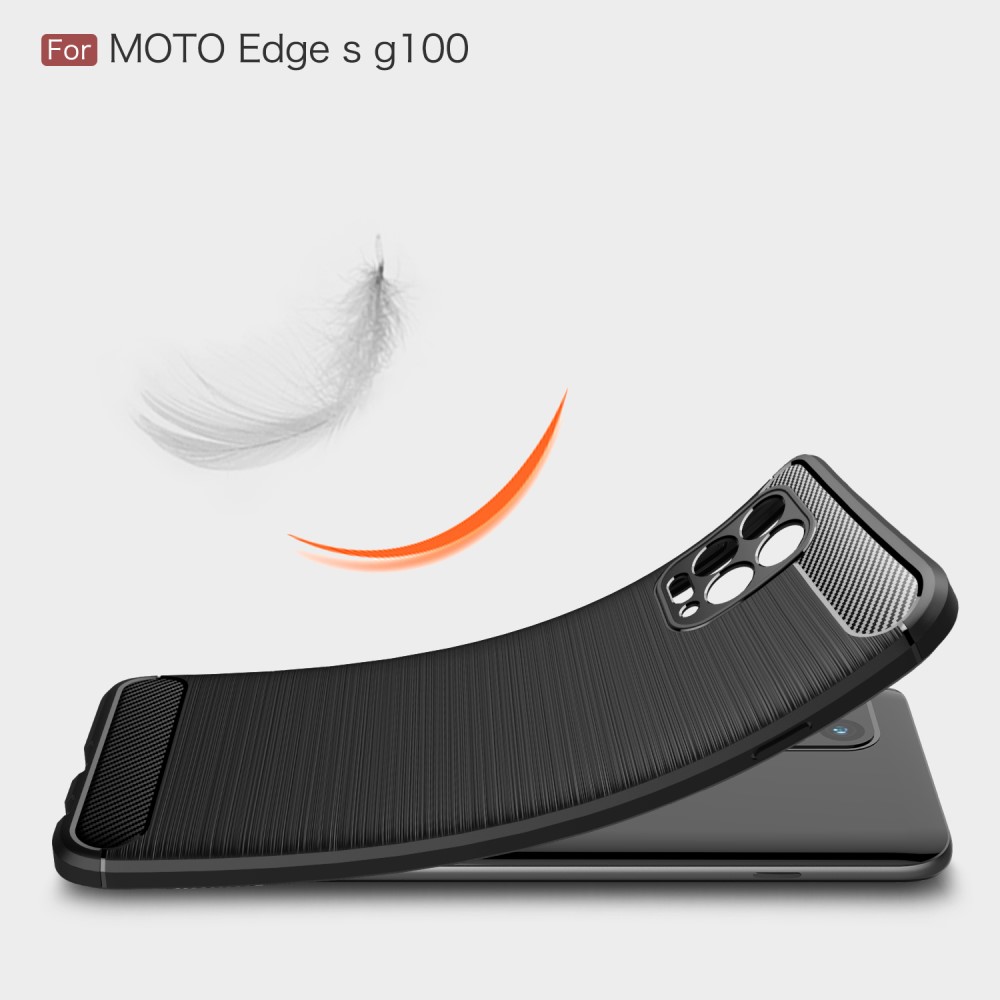  Motorola Moto G100 Skal Borstad Stål- Och Kolfiber Textur Blå