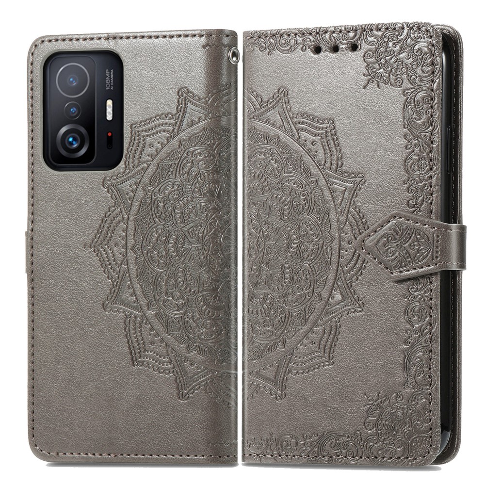  Xiaomi 11T / 11T Pro Fodral Läder Mandala Grå