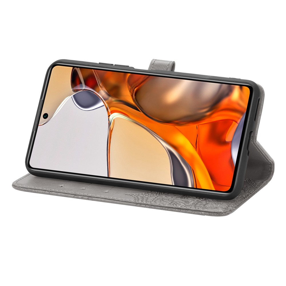  Xiaomi 11T / 11T Pro Fodral Läder Mandala Grå