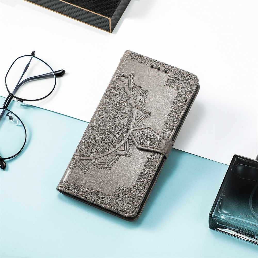  Xiaomi 11T / 11T Pro Fodral Läder Mandala Grå