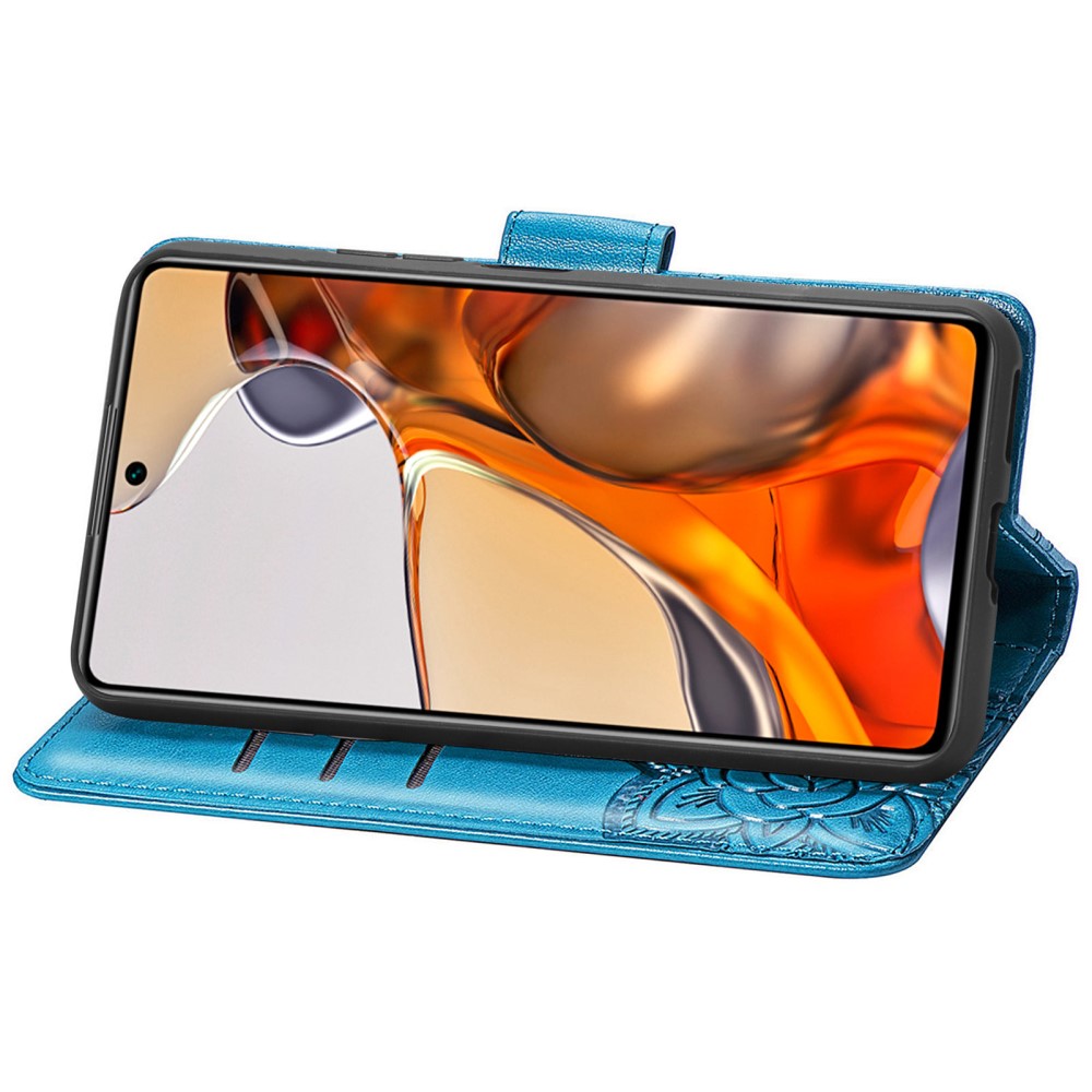  Xiaomi 11T / 11T Pro Fodral Läder Butterfly Blå