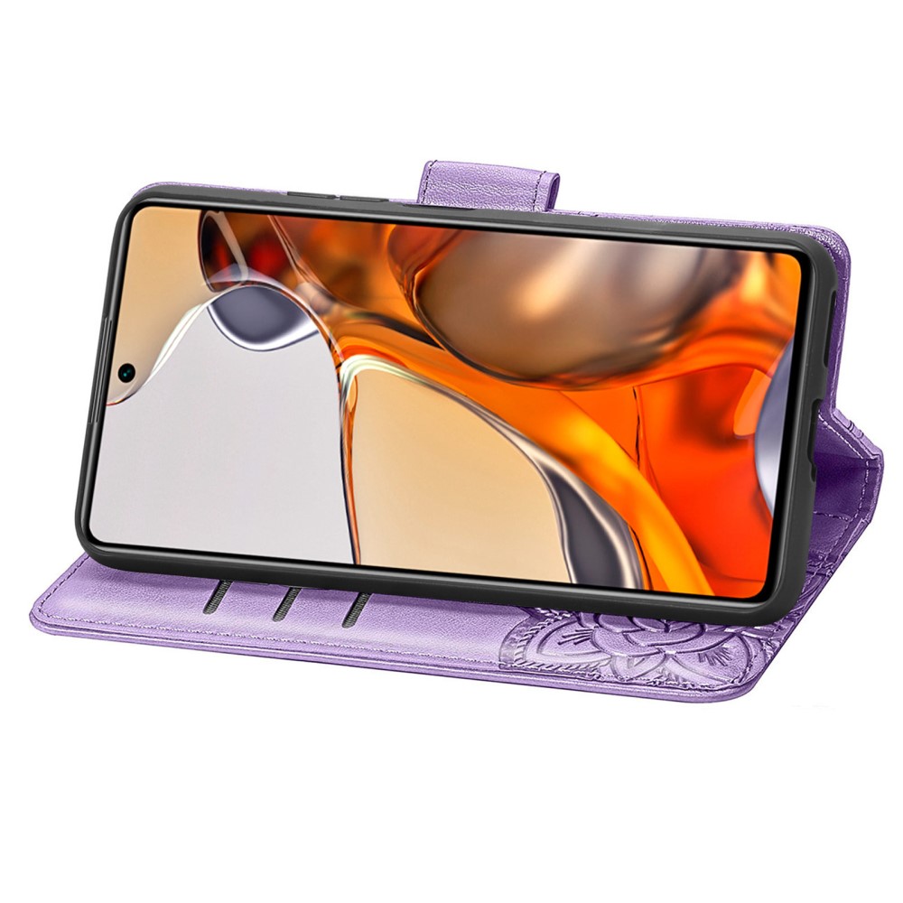  Xiaomi 11T / 11T Pro Fodral Läder Butterfly Ljus Lila