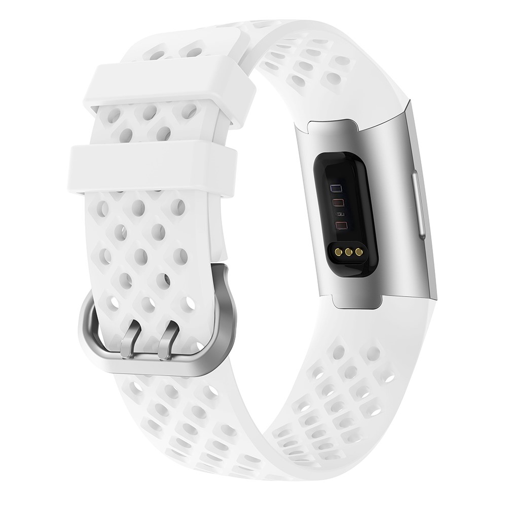  Silikon Armband Ihåligt Fitbit Charge 3 / 4 Vit
