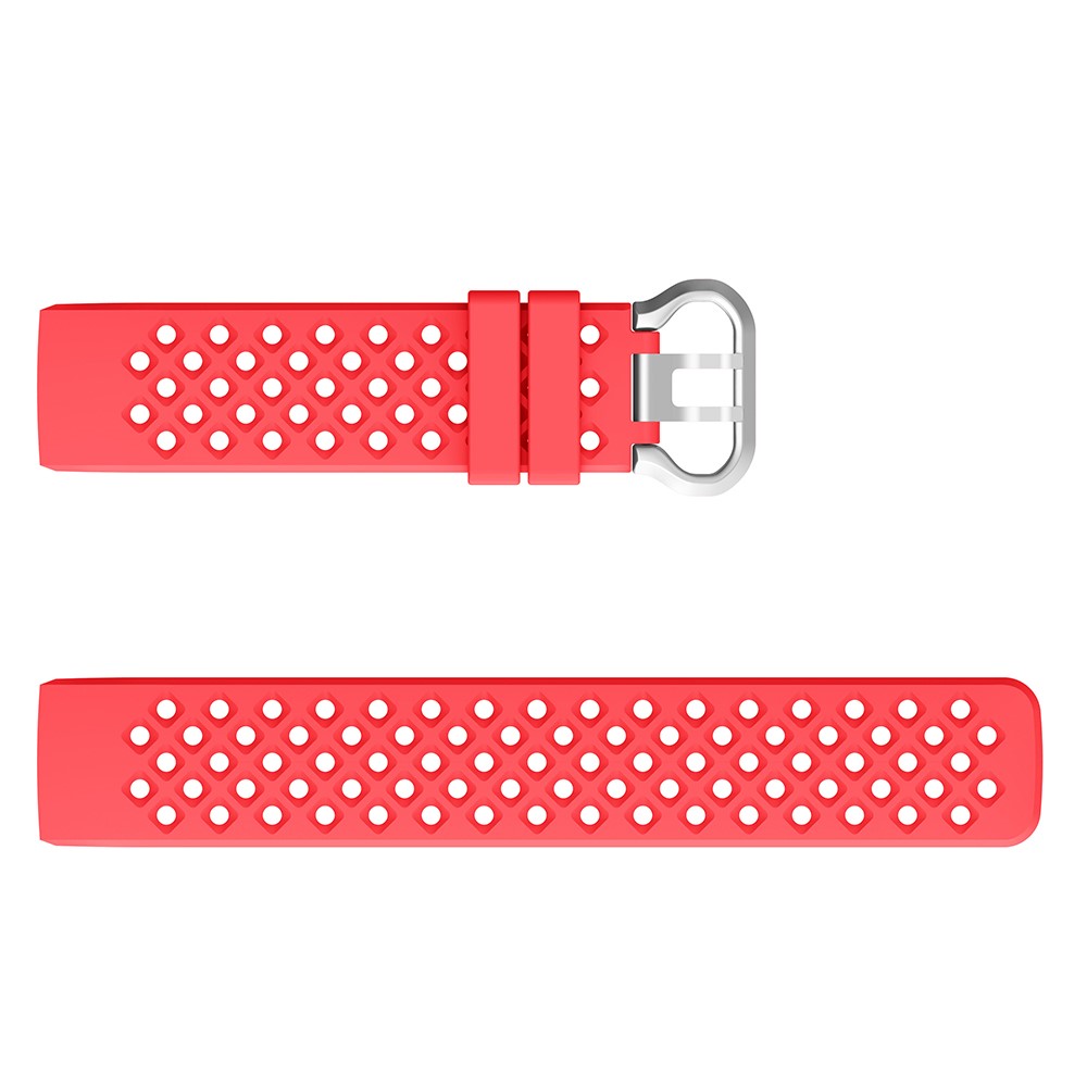  Silikon Armband Ihåligt Fitbit Charge 3 / 4 Röd